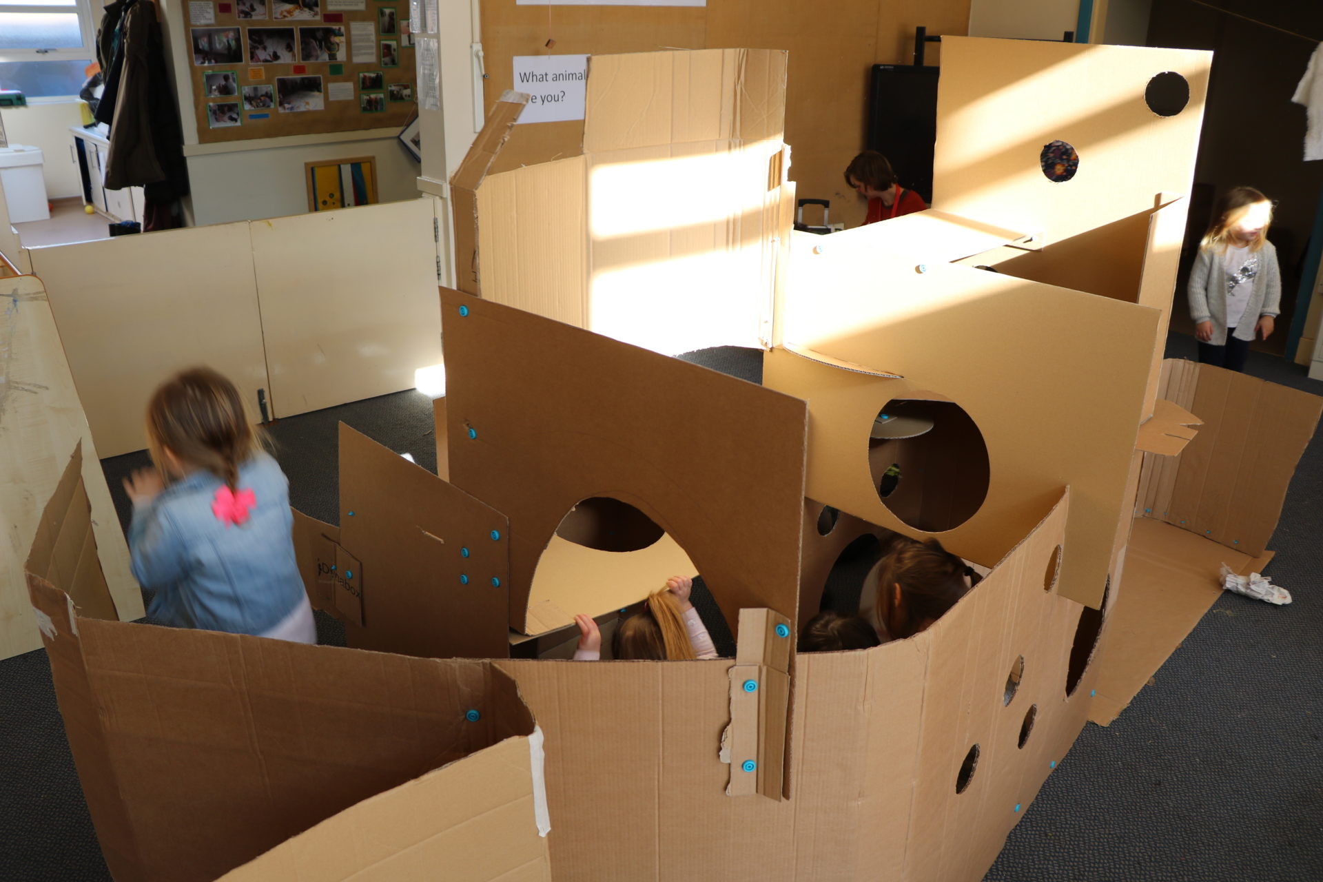 cardboard, children, light