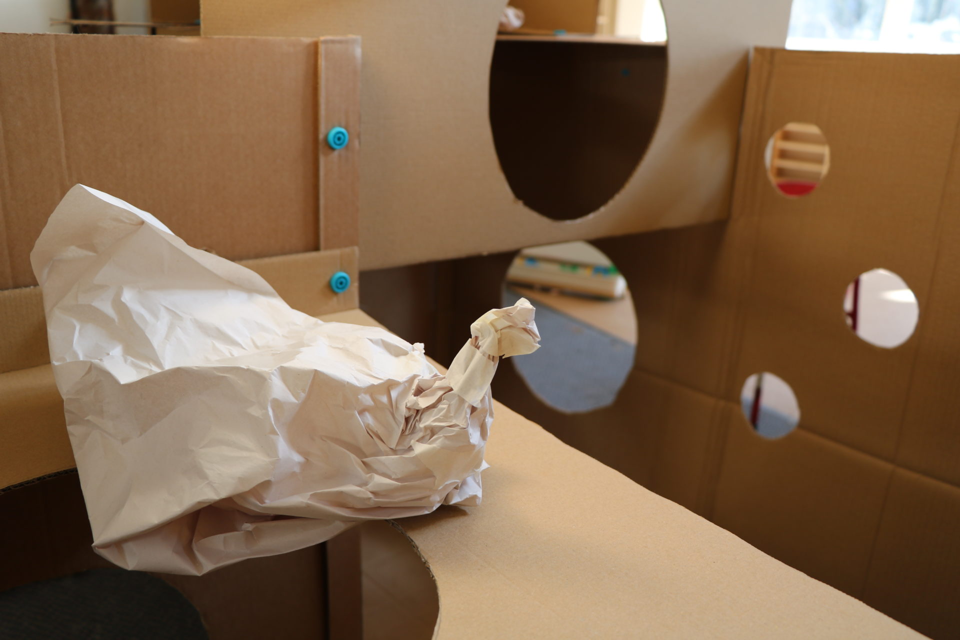 paper bird, cardboard, holes