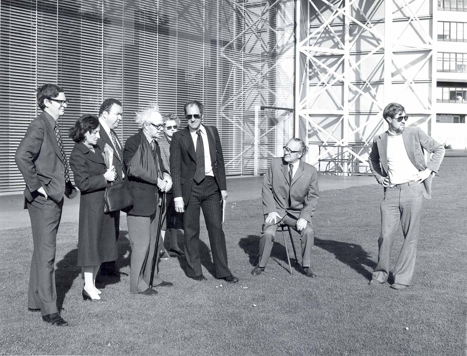 The Sainsburys' and others outside the Sainsbury Centre