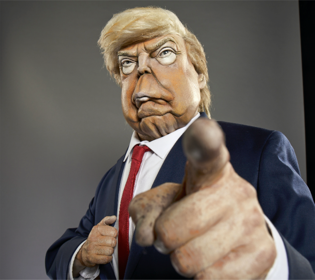 Puppet caricature of former US president Donald Trump