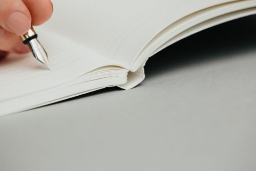A5 Layflat Notebook ruled pages - Navy & Otti Rust