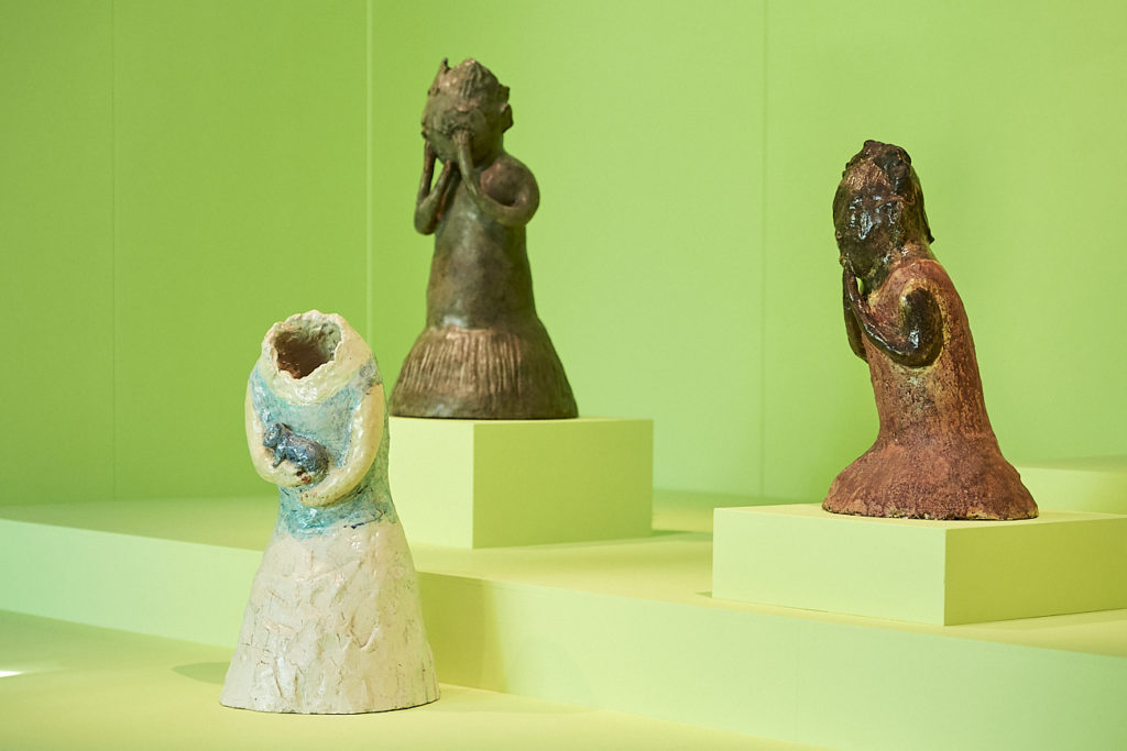 Sculptures by Leiko Ikemura on view at the Sainsbury Centre