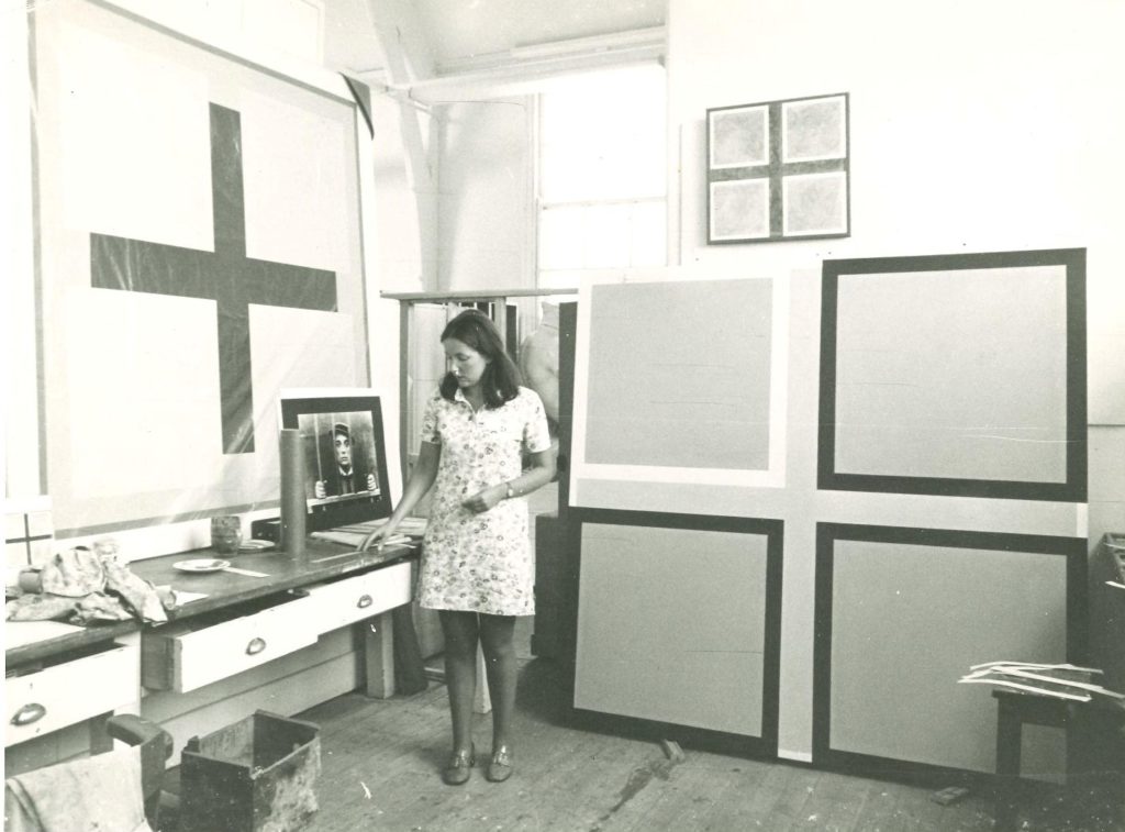 Mary Webb in her studio, Norwich School of Art, 1967.