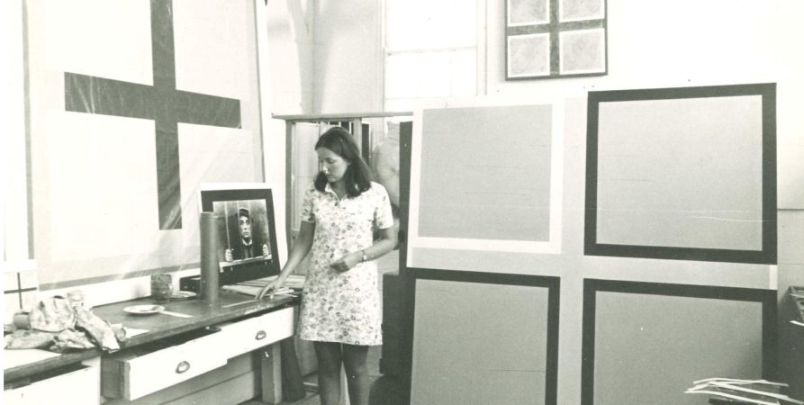 Mary Webb in her studio, Norwich School of Art, 1967.