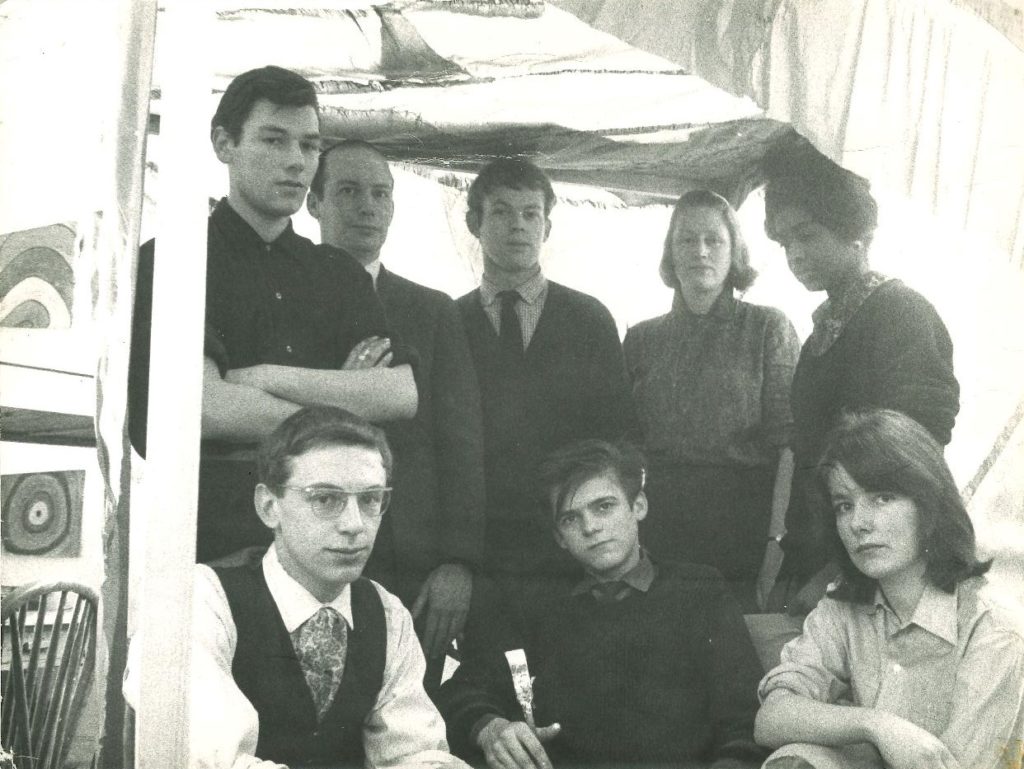 The Rainbow Project at Newcastle, 1963 with artist Richard (Dick) Smith (second from the left, back row). Mary Webb (bottom right) with fellow students.