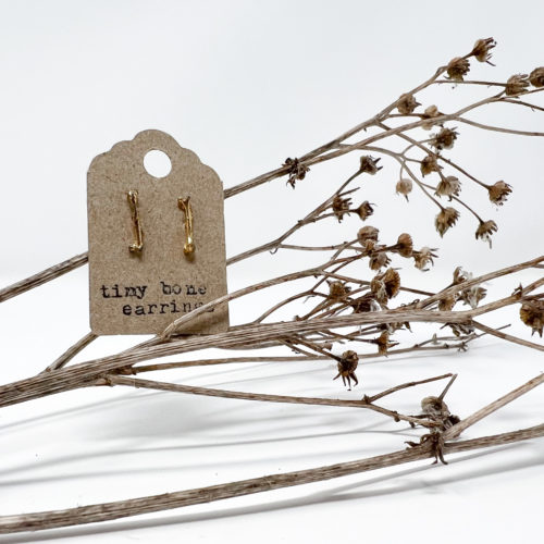 Gold Tiny Bone Earrings