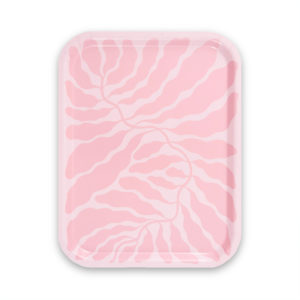 Pink Leaves Rectangle Tray