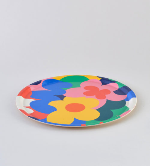 Floral Abstract Round Tray