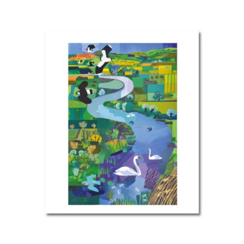 Swans On The River Wales Card